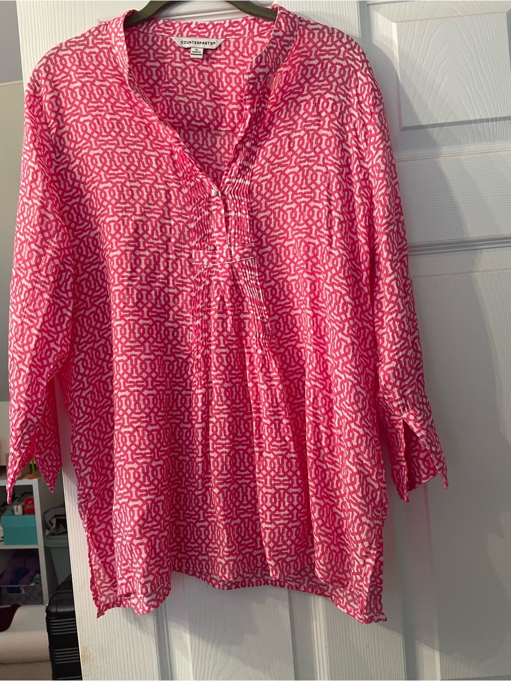 Counterparts Pink Geometric V-Neck Tunic